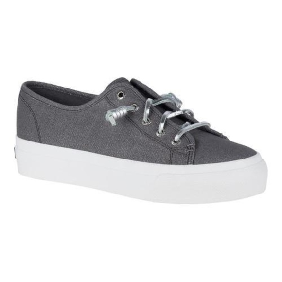 Sperry Sky Sail Sneaker Gray with Silver Laces - Picture 2 of 6